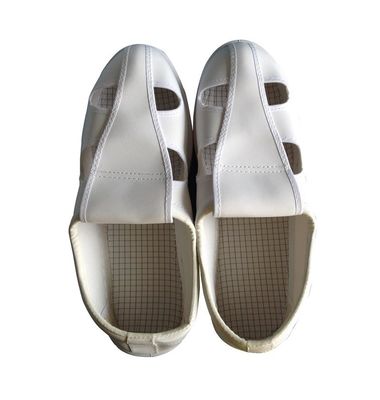 Białe buty Unisex PVC z czterema dziurkami Esd do pomieszczeń czystych